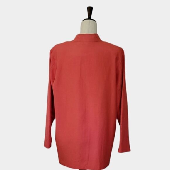 Silk Lore by Beth Terrell Silk/Linen Orange Embroidered Long Sleeve Blazer L - Picture 3 of 7